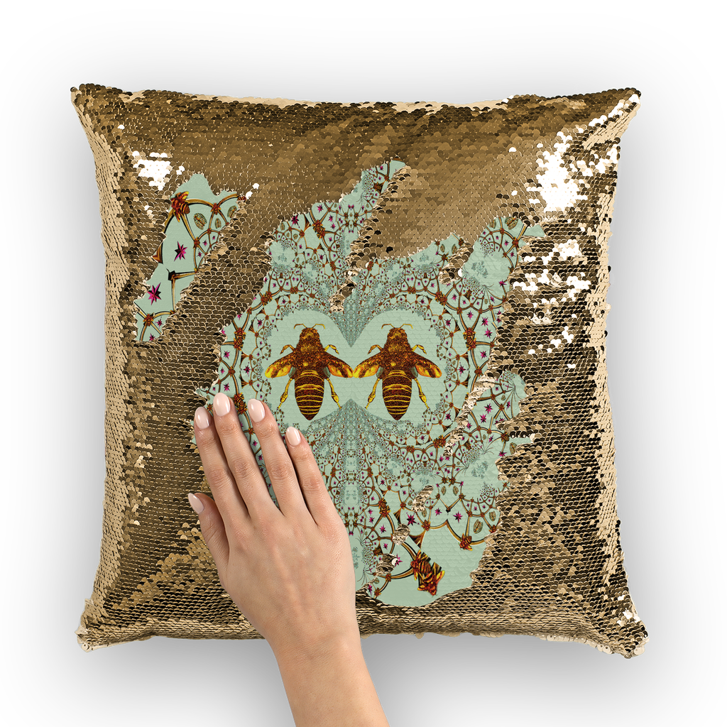 Baroque Honey Bee Extinction- French Gothic Sequin Pillowcase or Throw Pillow in Pastel | Le Leanian™