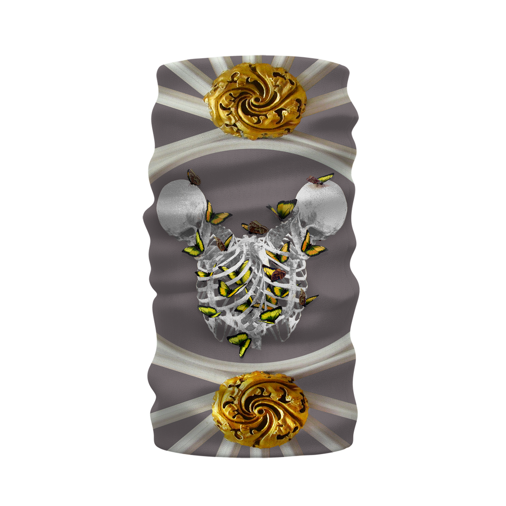 Versailles Gilded Divergence Golden Skull Whispers- French Gothic Neck Warmer- Morf Scarf in Lavender Steel | Le Leanian™