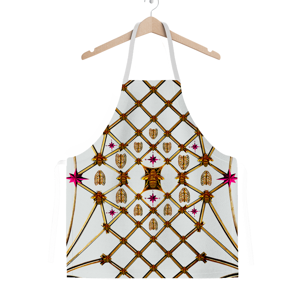 Honey Bee Gilded Hive-Honeycomb Pattern- Classic Apron Color Blush Light Gray, GRAY