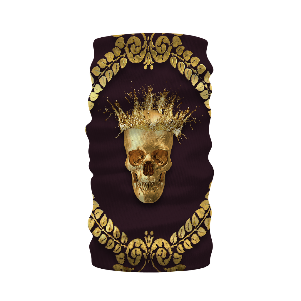 Caesar Gilded Skull- French Gothic Neck Warmer- Morf Scarf in Muted Eggplant Wine | Le Leanian™