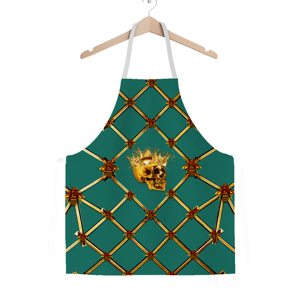 Skull Honeycomb- Classic French Gothic Apron in Jade | Le Leanian™