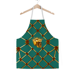 Skull Honeycomb- Classic French Gothic Apron in Jade | Le Leanian™