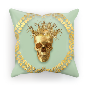 Caesar Gilded Skull- French Gothic Satin & Suede Pillowcase in Pastel | Le Leanian™