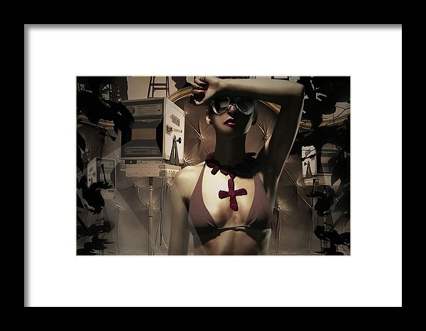 Cinematic Surreal Fashion-Fine Art Portrait of a woman in a Surreal Environment-Framed Print
