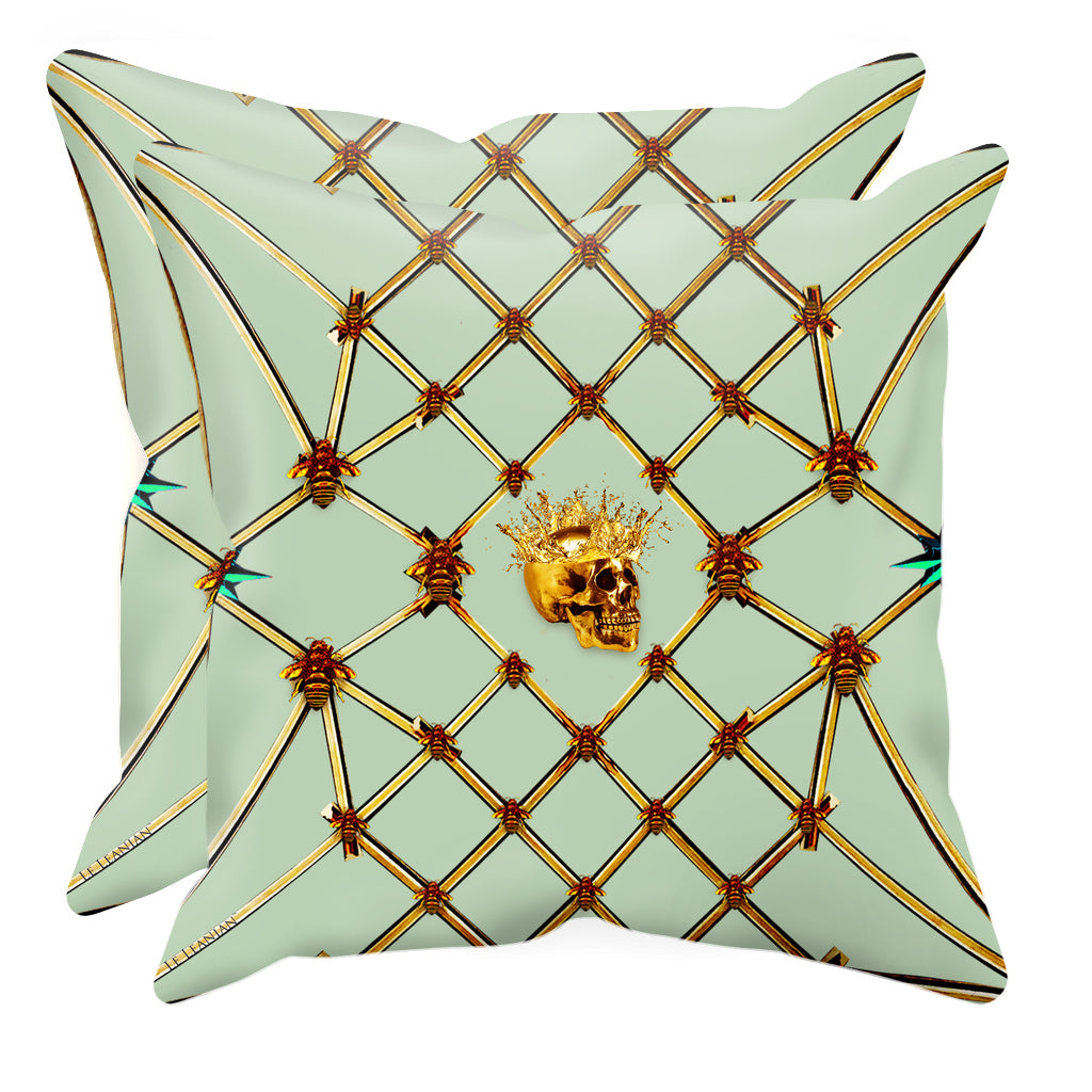 Golden Skull & Jade Star- Sets & Singles Pillowcase in Pastel | Le Leanian™