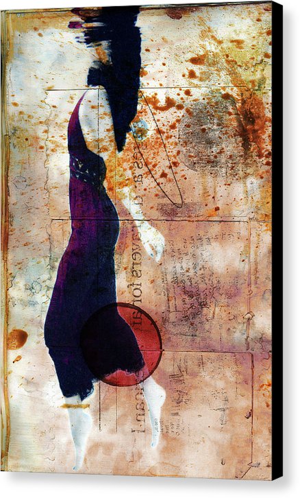 Woman Just under the Surface of The Water, taking her last breath, with colorful antique texture overlay-Canvas Print