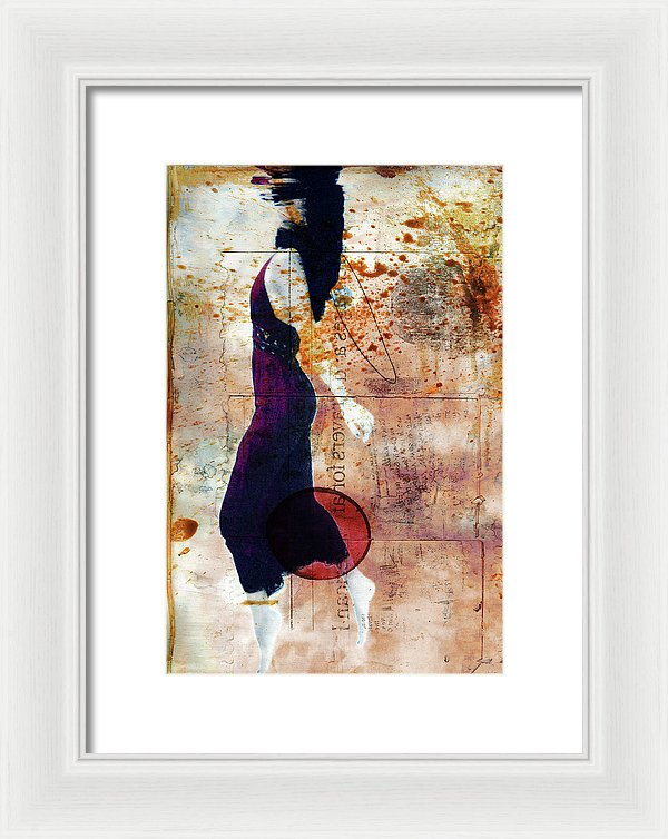 Woman Just under the Surface of The Water, taking her last breath, with colorful antique texture overlay- Framed Print