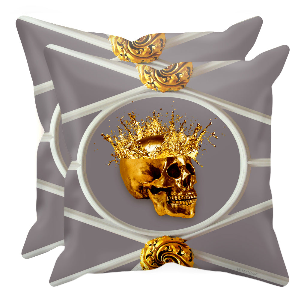 Versailles Golden Skull & Crown Pillowcase- in Lavender Steel Purple
