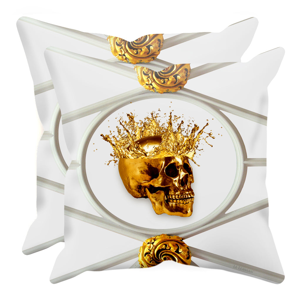 Gold Skull French Goth Chic- Pillow Case Set- Interior Design Singles- in Color-Lightest Gray