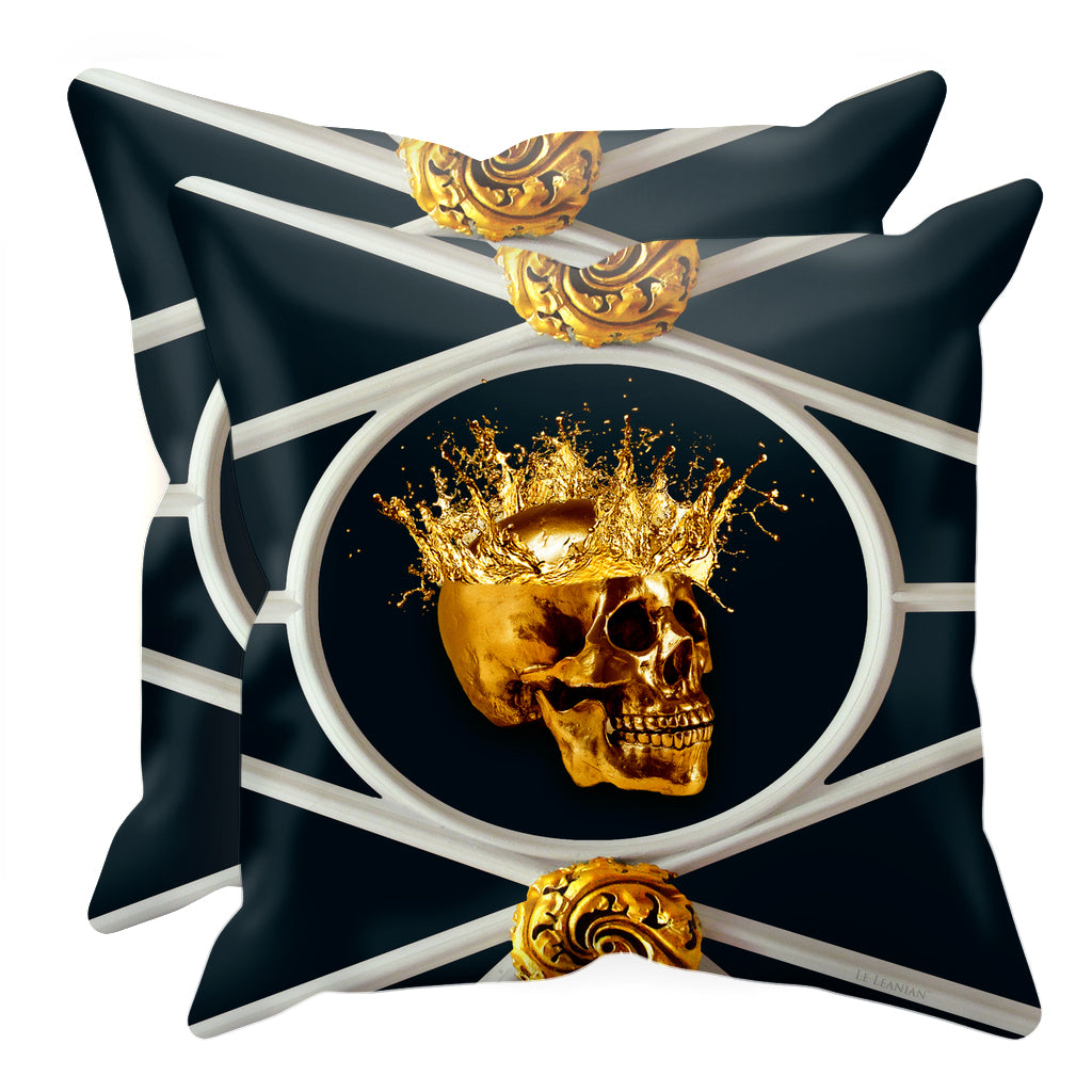 Versailles Golden Skull- Sets & Singles Pillowcase in Midnight Teal | Le Leanian™
