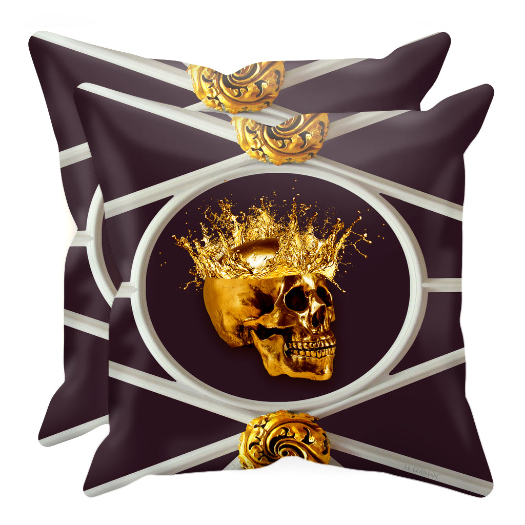 Versailles Golden Skull- Sets & Singles Pillowcase in Muted Eggplant Wine | Le Leanian™