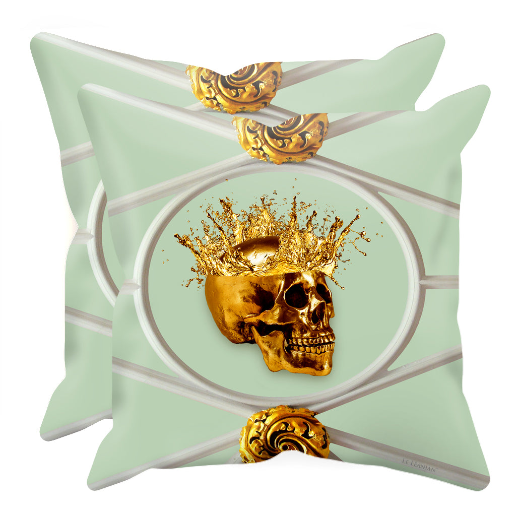 Gold Skull French Goth Chic- Pillow Case Set- Interior Design Singles- in Color-PASTEL BLUE