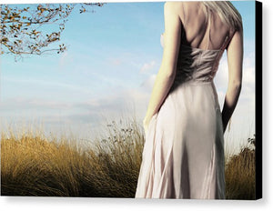 Cropped Woman from the Back in a Field of Pastel-Fine Art Canvas Print
