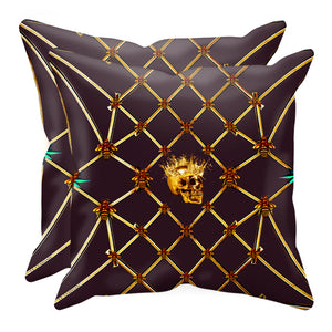 Golden Skull & Jade Star- Sets & Singles Pillowcase in Muted Eggplant Wine | Le Leanian™
