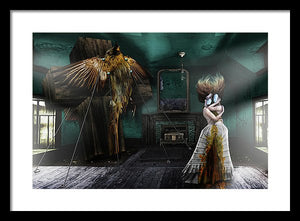 Jewish Folklore and the Guff; the Hall of Souls Features Two Women Holding Each-Other with Mirrored Faces-Framed Fine Art Print