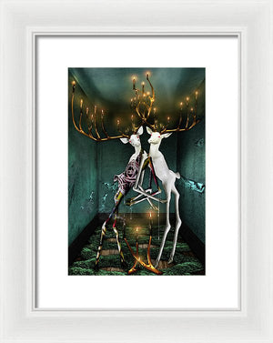 Jewish Folklore-The Guff & The Hall of Souls-Surreal Bucks with Golden Entanglements-Framed Fine Art Print