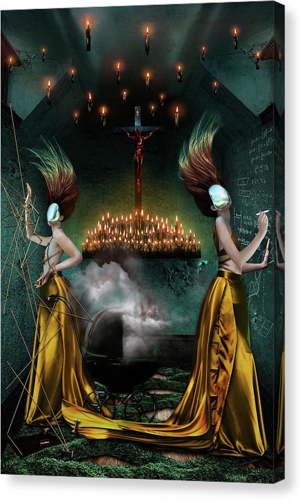 Two Women in The Hall of Souls, Purgatory, defining forever-Fine Art Canvas Print