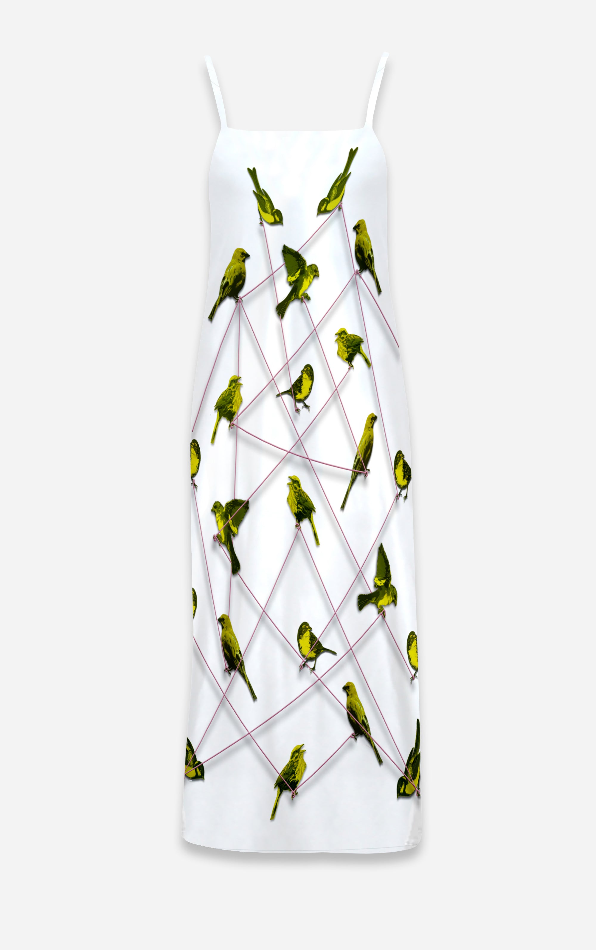Make Me A Bird- 100% Silk Satin French Gothic V Neck Slip Dress in White | Le Leanian™