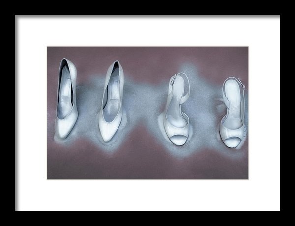 Winter White Painted Fine Art Stilettos- Surreal Fashion- Framed Fine Art Print
